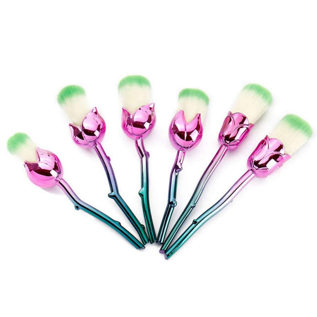 Beauty and the Beast-Inspired Rose Makeup Brushes with Glossy Handles